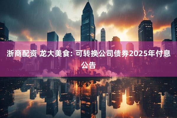 浙商配资 龙大美食: 可转换公司债券2025年付息公告