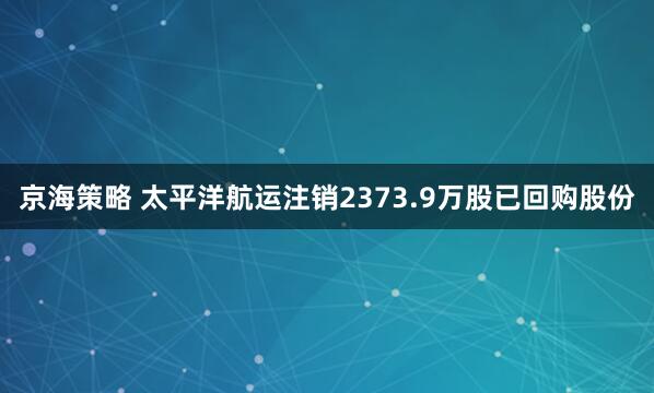 京海策略 太平洋航运注销2373.9万股已回购股份